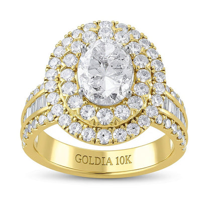 2.5 CT. TW Oval Multi-Diamond Double Frame Engagement Ring in 10K Gold
