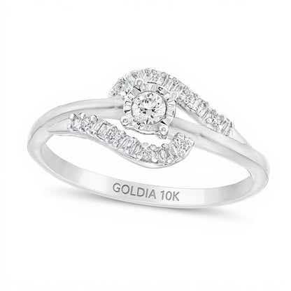 0.2 CT. TW Diamond Bypass Promise Ring in 10K White Gold
