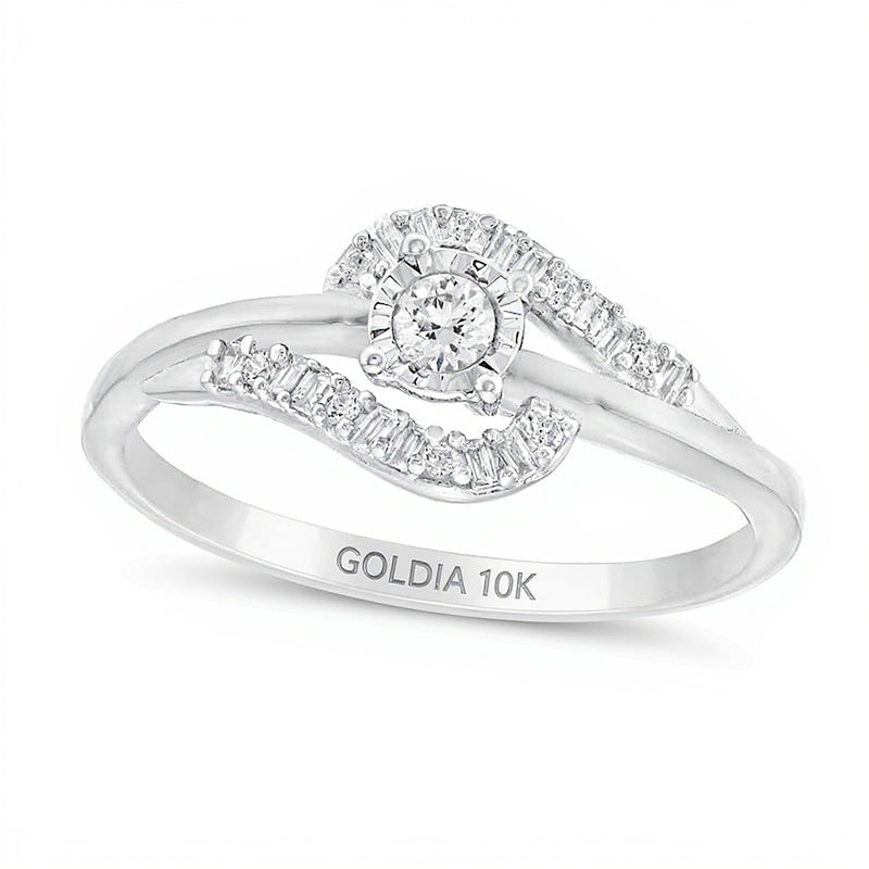0.2 CT. TW Diamond Bypass Promise Ring in 10K White Gold