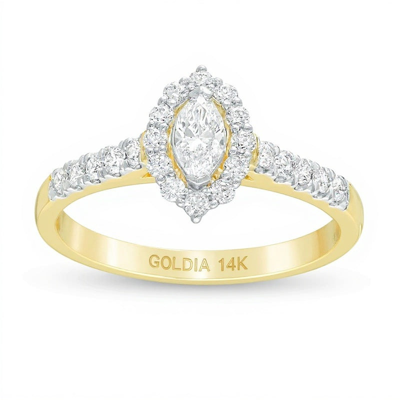 0.63 CT. TW Marquise Diamond Frame Engagement Ring in 14K Gold