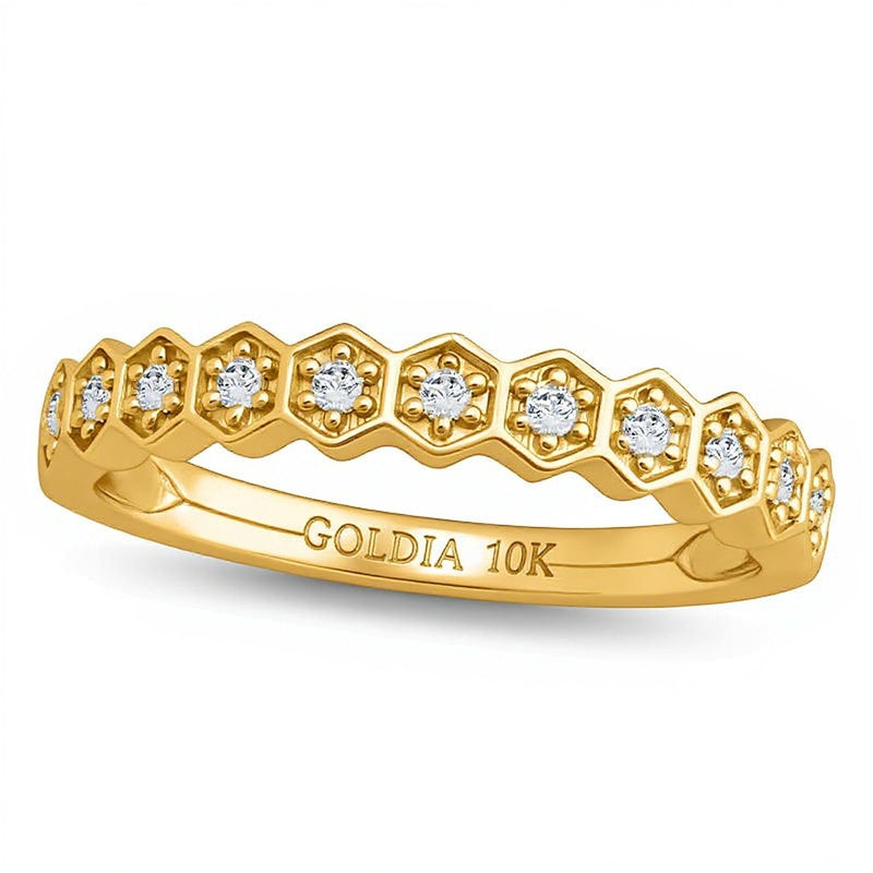 0.1 CT. TW Diamond Hexagon Stackable Band in 10K Gold