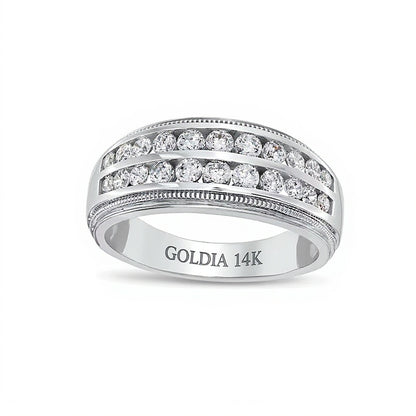 1.0 CT. TW Lab-Grown Diamond Double Row Band in 14K White Gold (F/SI2)