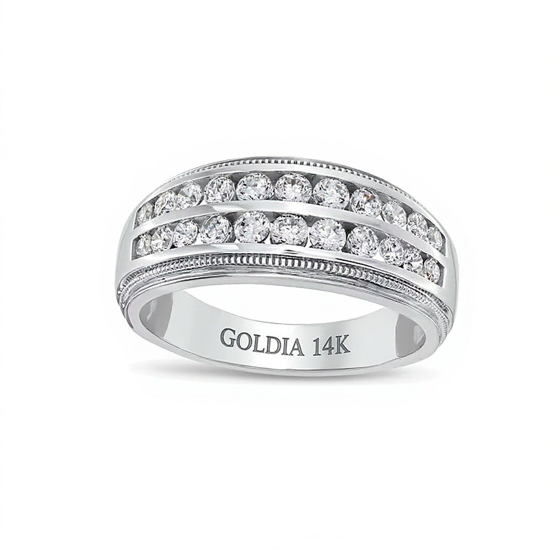 1.0 CT. TW Lab-Grown Diamond Double Row Band in 14K White Gold (F/SI2)