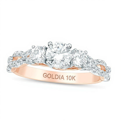 1.0 CT. TW Diamond Three Stone Braid Engagement Ring in 10K Rose Gold
