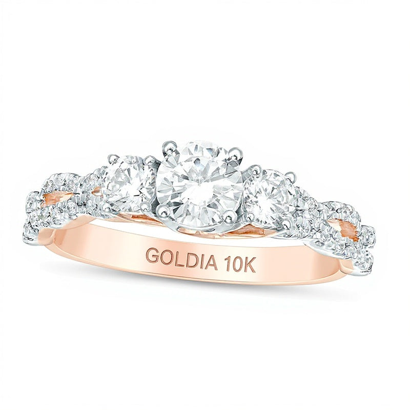 1.0 CT. TW Diamond Three Stone Braid Engagement Ring in 10K Rose Gold