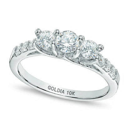 1.0 CT. TW Diamond Three Stone Engagement Ring in 10K White Gold