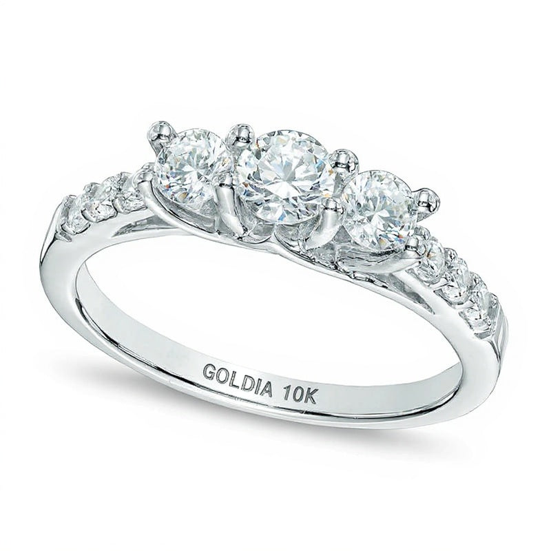 1.0 CT. TW Diamond Three Stone Engagement Ring in 10K White Gold