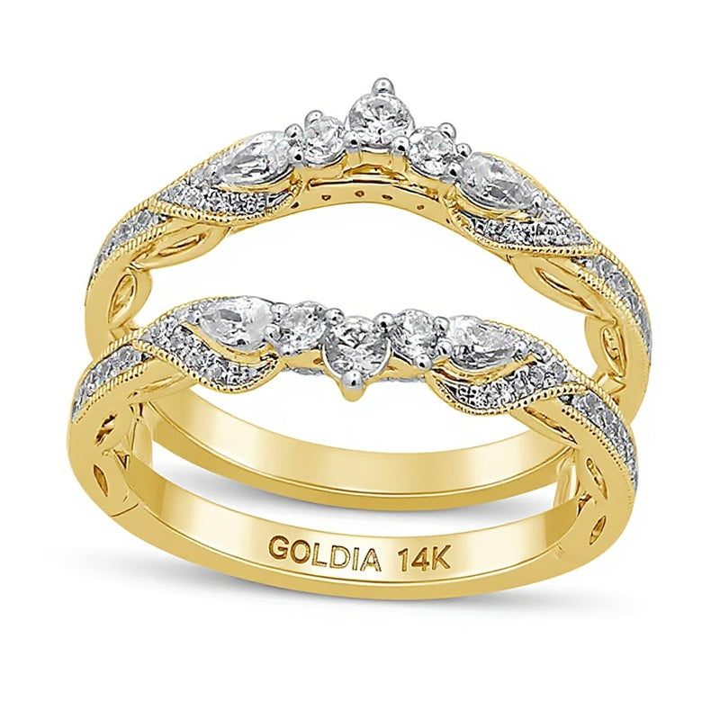 0.75 CT. TW Pear-Shaped Diamond Double Crown Vintage-Style Solitaire Enhancer in 14K Gold