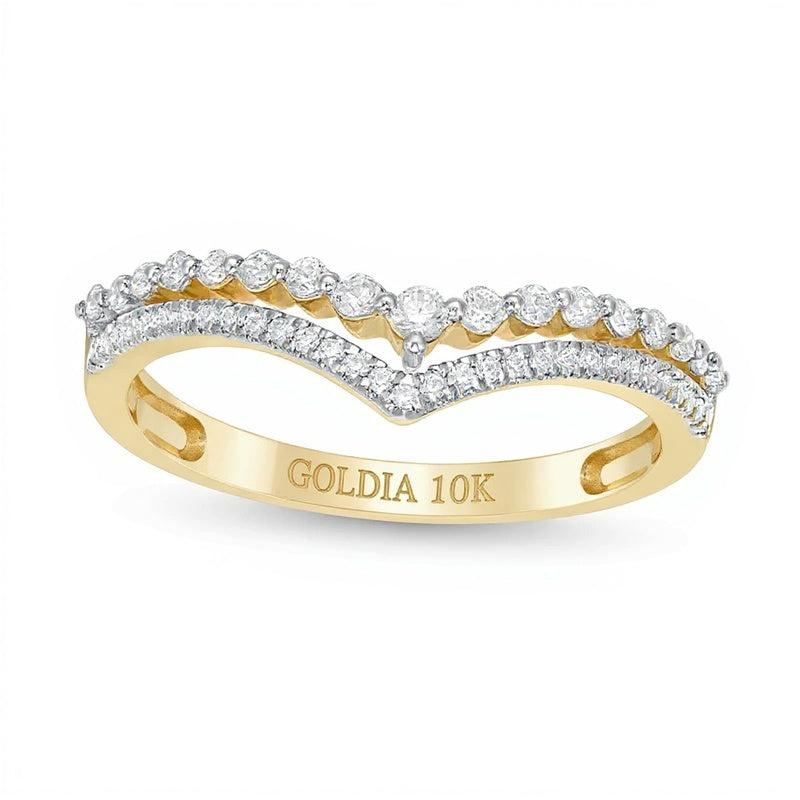 0.25 CT. TW Diamond Double Chevron Anniversary Band in 10K Gold