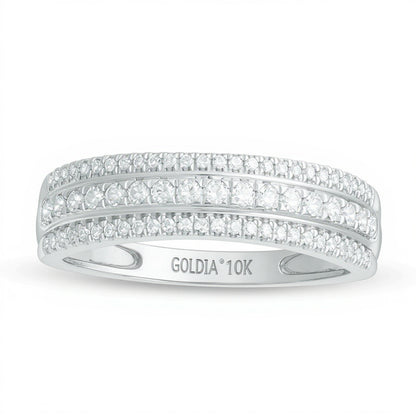 0.33 CT. TW Diamond Three Row Wedding Band in 10K White Gold