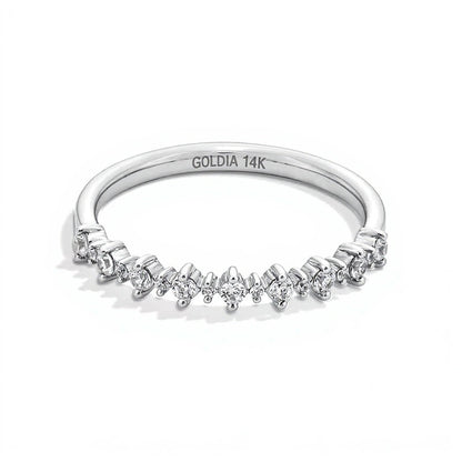 0.2 CT. TW Diamond Alternating Stackable Anniversary Band in 14K White Gold