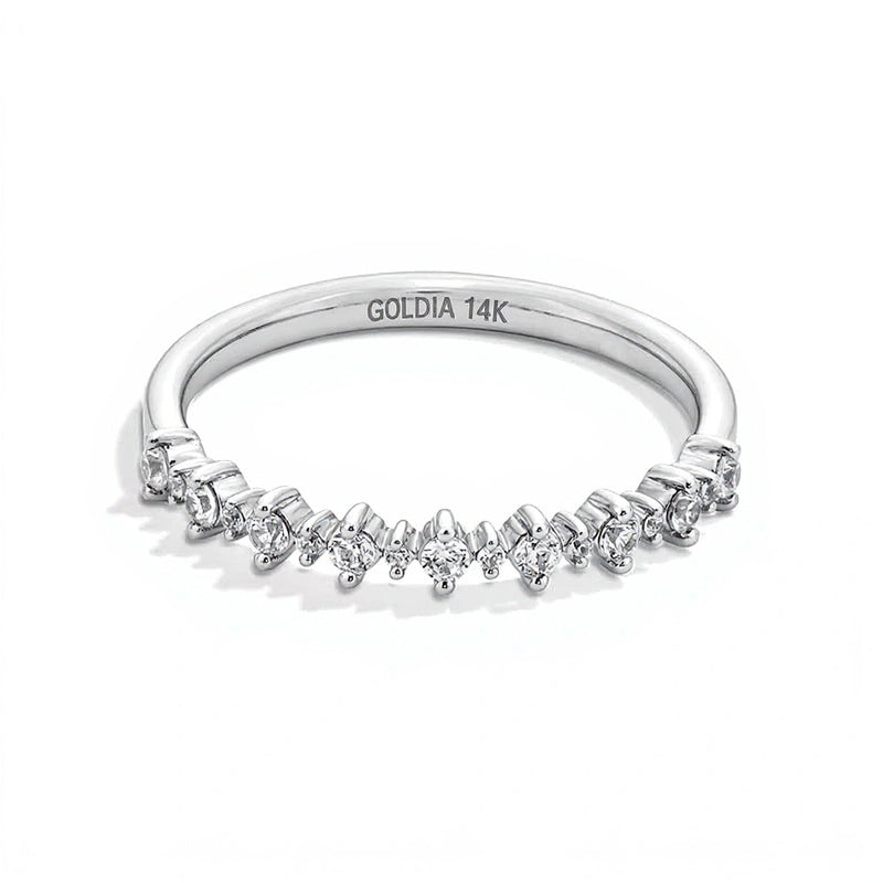 0.2 CT. TW Diamond Alternating Stackable Anniversary Band in 14K White Gold