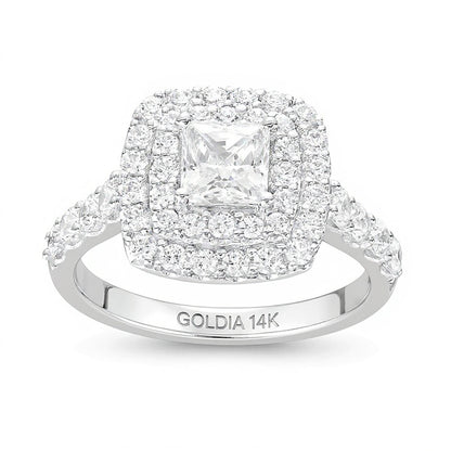 1.75 CT. TW Princess-Cut Lab-Grown Diamond Double Frame Engagement Ring in 14K White Gold (F/VS2)