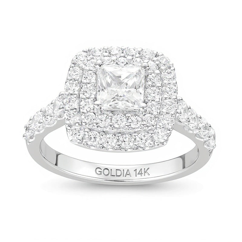 1.75 CT. TW Princess-Cut Lab-Grown Diamond Double Frame Engagement Ring in 14K White Gold (F/VS2)