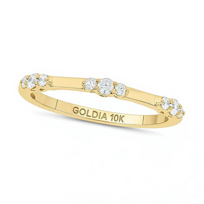 0.17 CT. TW Diamond Bamboo Stackable Band in 10K Gold