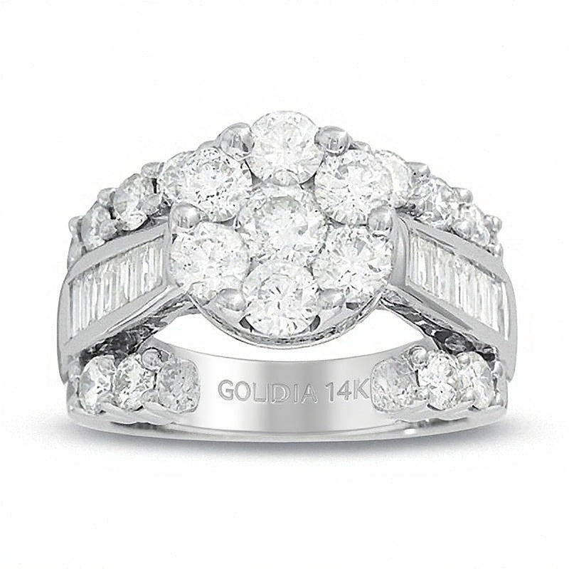 4.0 CT. TW Multi-Diamond Flower Engagement Ring in 14K White Gold