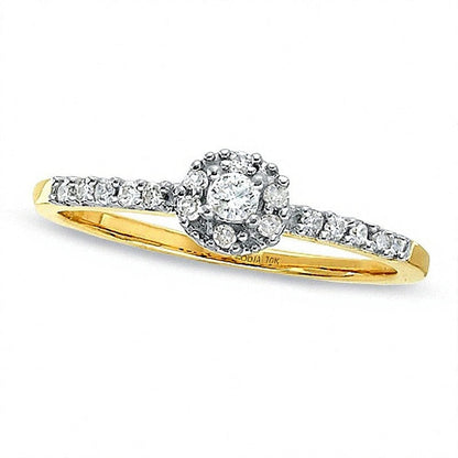 0.13 CT. TW Diamond Round Bezel Promise Ring in 10K Gold