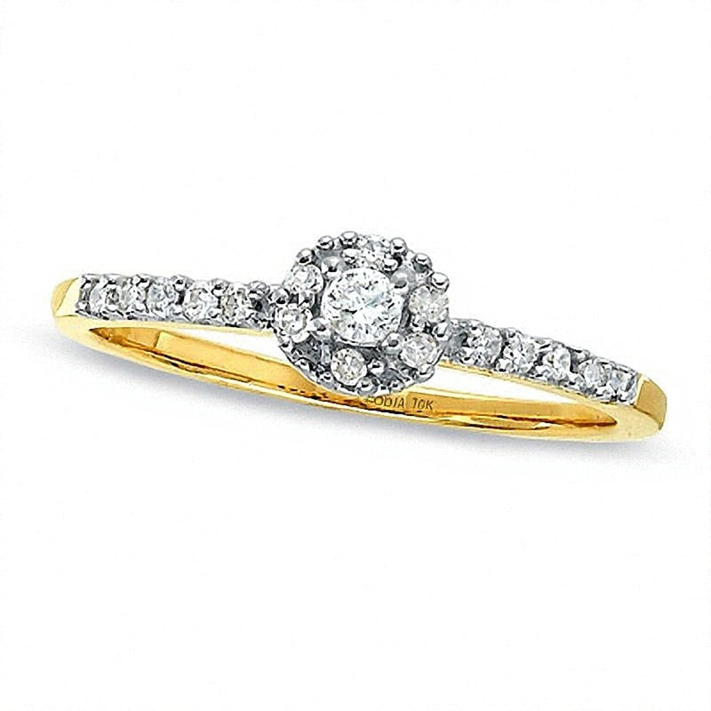 0.13 CT. TW Diamond Round Bezel Promise Ring in 10K Gold
