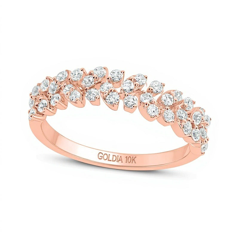 0.5 CT. TW Diamond Leafy Vine Anniversary Ring in 10K Rose Gold