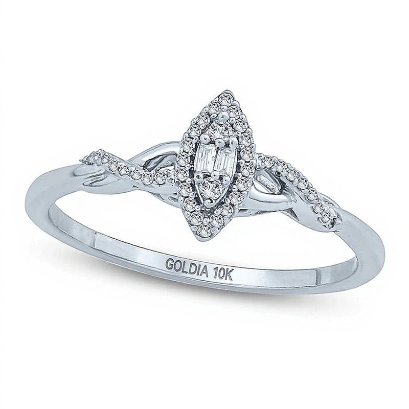 0.1 CT. TW Composite Diamond Marquise Frame Twist Promise Ring in 10K White Gold