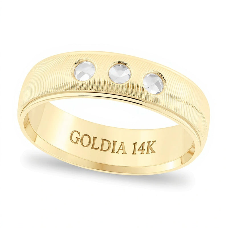6.0mm Comfort-Fit Swiss-Cut Etched Wedding Band in 14K Gold