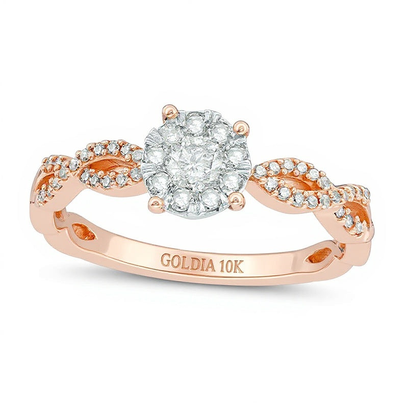 0.38 CT. TW Diamond Frame Twist Shank Engagement Ring in 10K Rose Gold