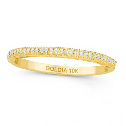 0.05 CT. TW Diamond Vintage-Style Wedding Band in 10K Gold