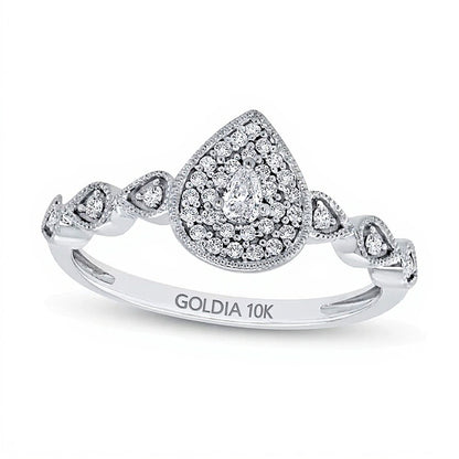 0.2 CT. TW Pear Multi-Diamond Art Deco Vintage-Style Ring in 10K White Gold