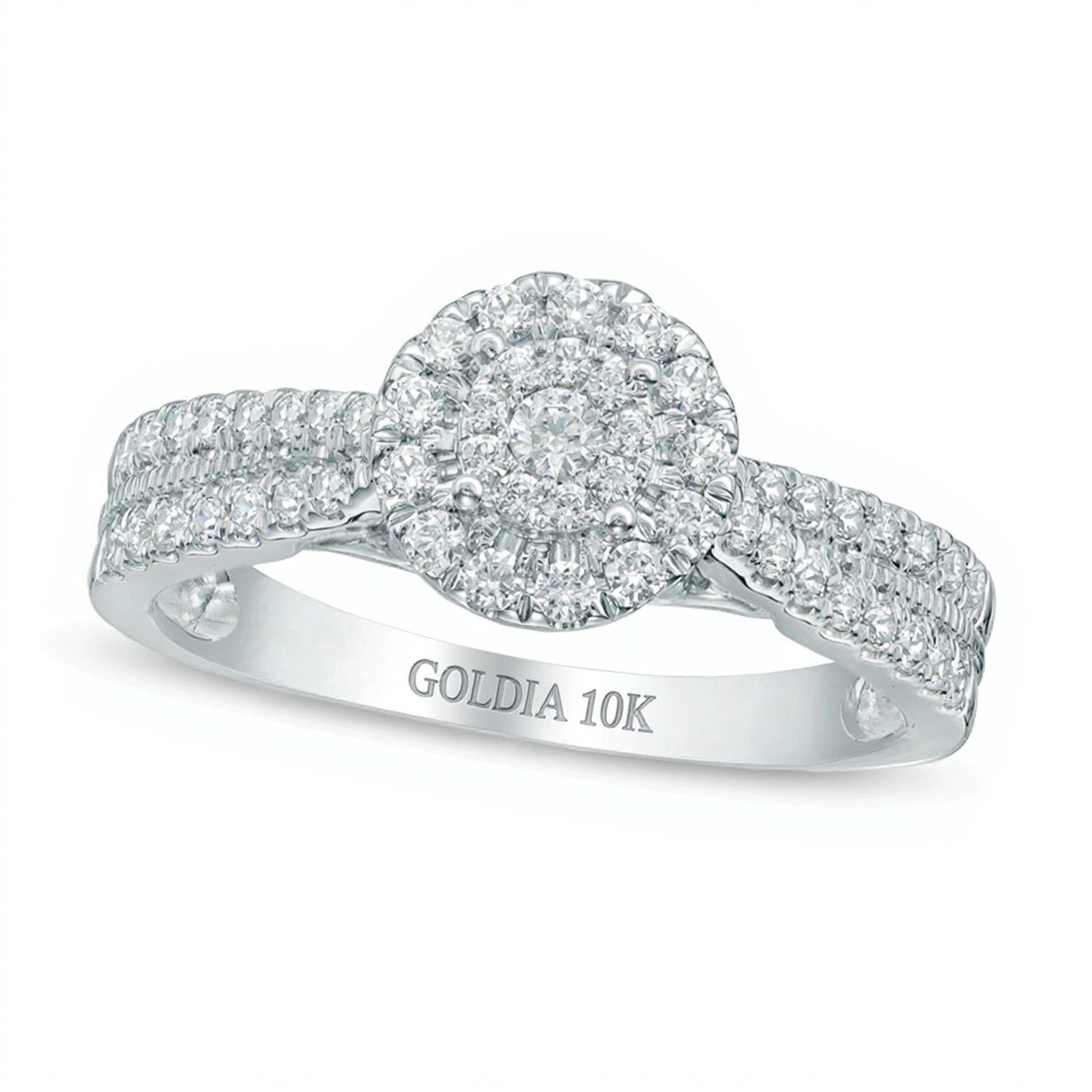0.5 CT. TW Multi-Diamond Frame Engagement Ring in 10K White Gold