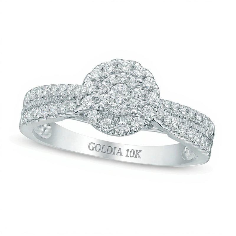 0.5 CT. TW Multi-Diamond Frame Engagement Ring in 10K White Gold