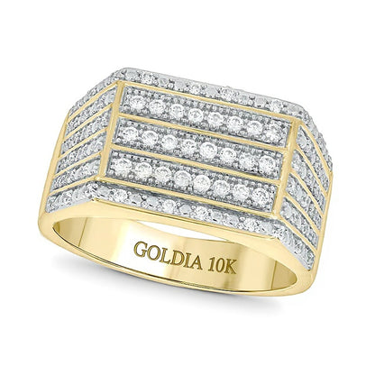 0.38 CT. TW Diamond Multi-Row Triple Panel Ring in 10K Gold