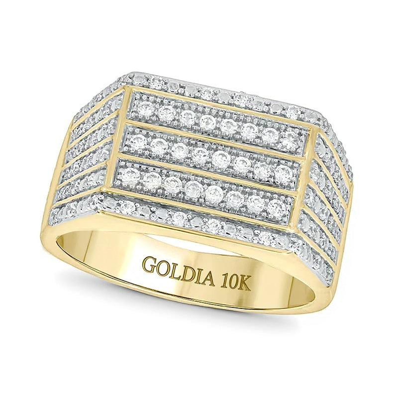 0.38 CT. TW Diamond Multi-Row Triple Panel Ring in 10K Gold