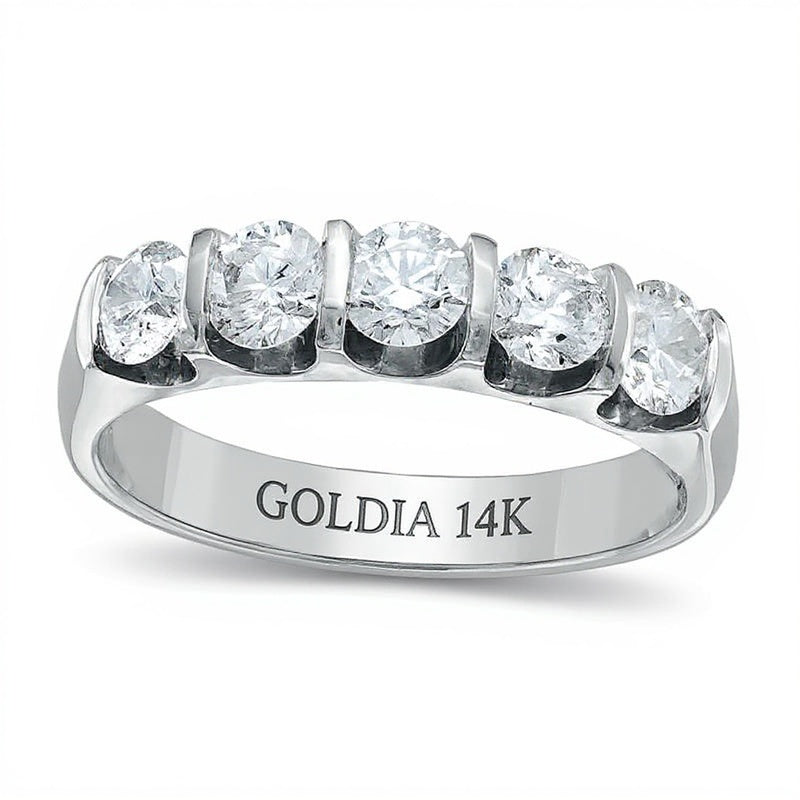 1.0 CT. TW Diamond Five Stone Bar Band in 14K White Gold
