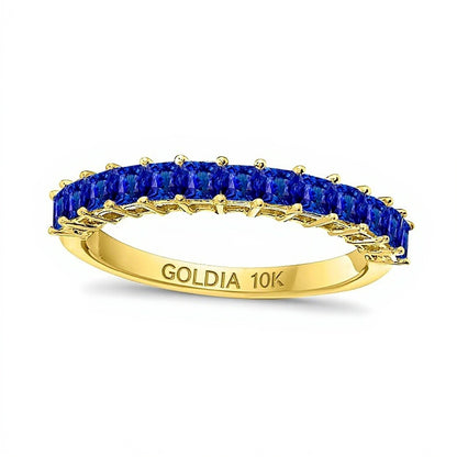 Princess-Cut Blue Sapphire Anniversary Band in 10K Gold