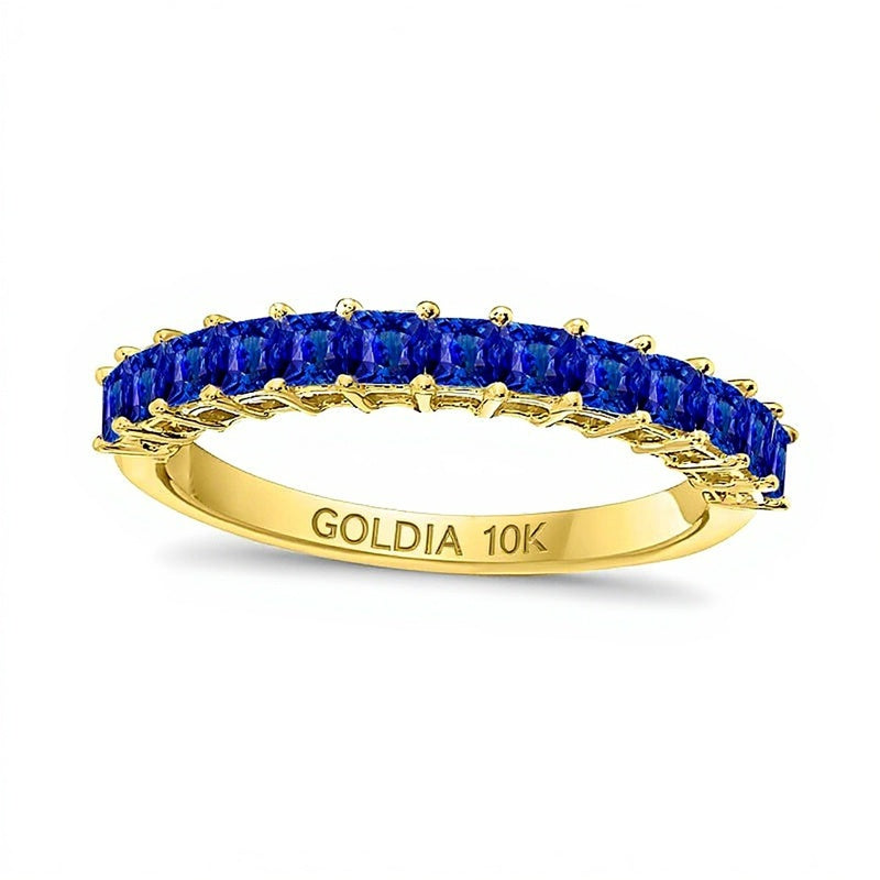 Princess-Cut Blue Sapphire Anniversary Band in 10K Gold