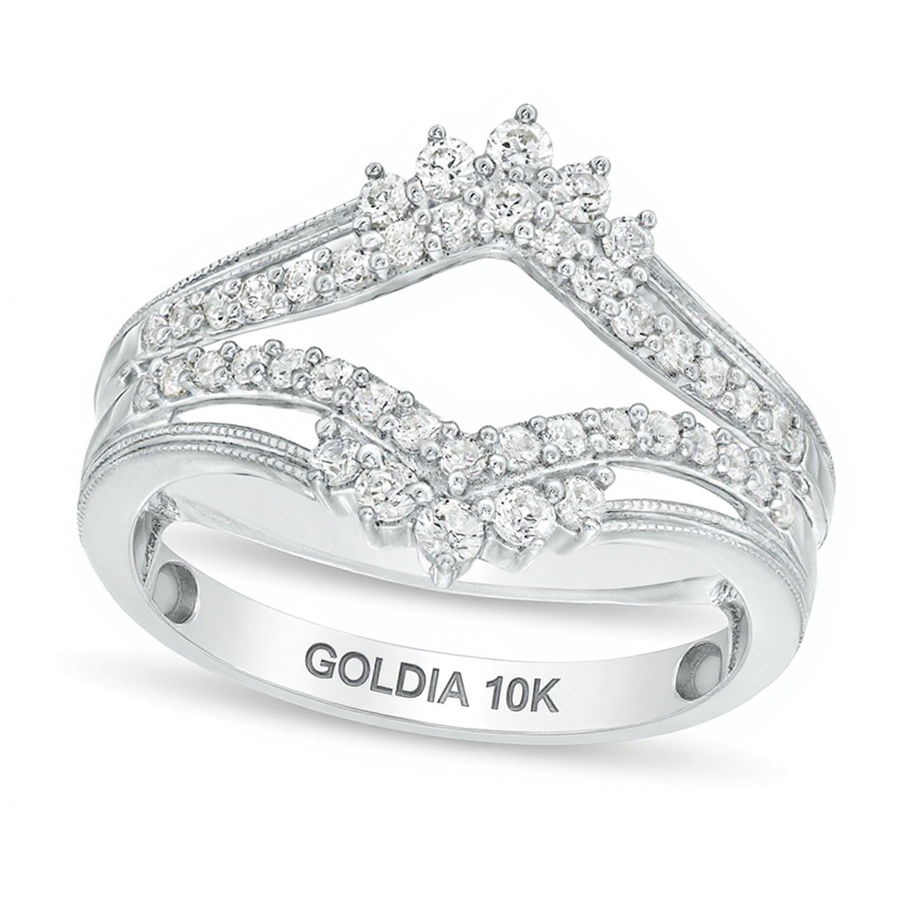 0.5 CT. TW Diamond Crown Vintage-Style Solitaire Enhancer in 10K White Gold