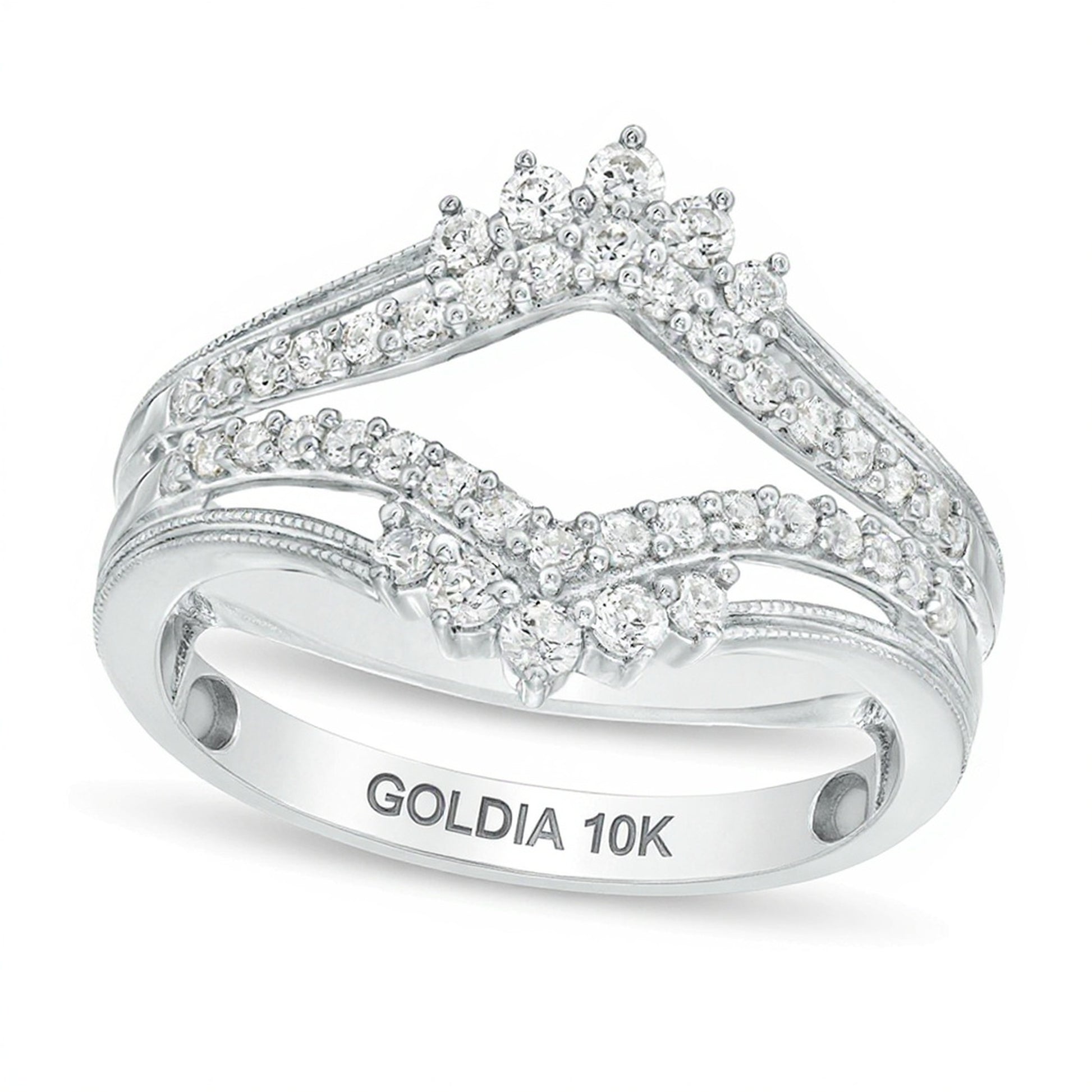 0.5 CT. TW Diamond Crown Vintage-Style Solitaire Enhancer in 10K White Gold