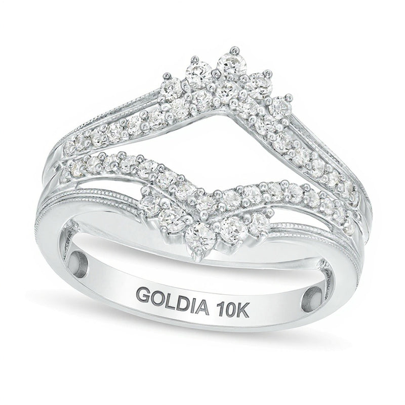 0.5 CT. TW Diamond Crown Vintage-Style Solitaire Enhancer in 10K White Gold