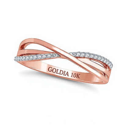 Diamond Accent Layered Crossover Ring in 10K Rose Gold