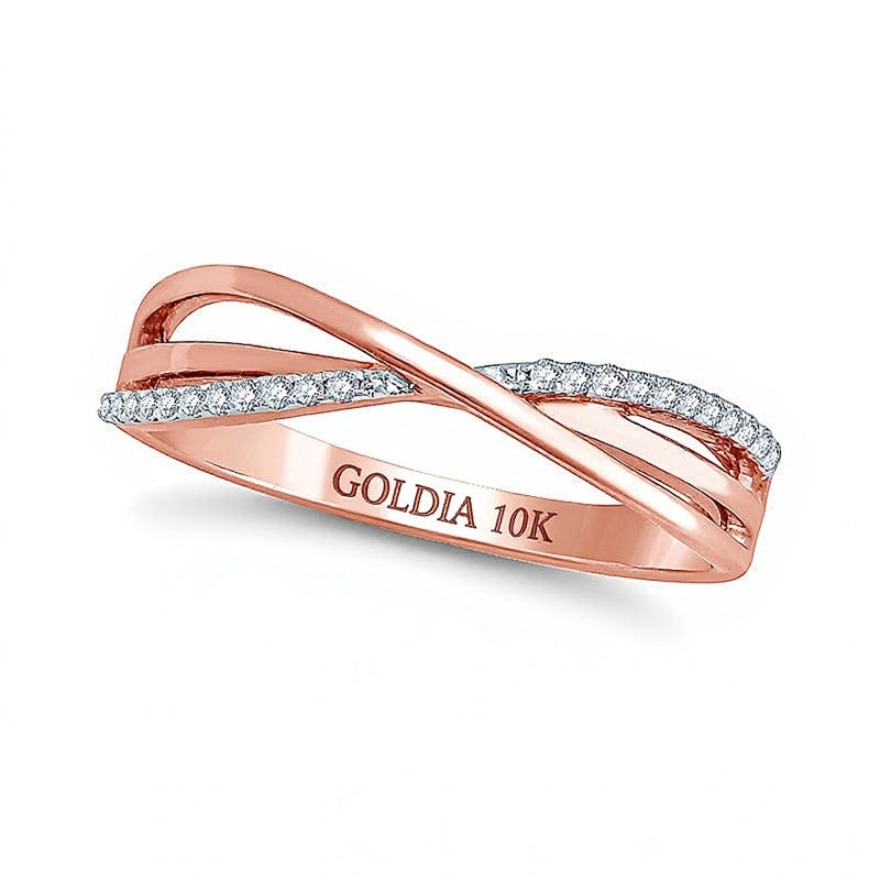 Diamond Accent Layered Crossover Ring in 10K Rose Gold
