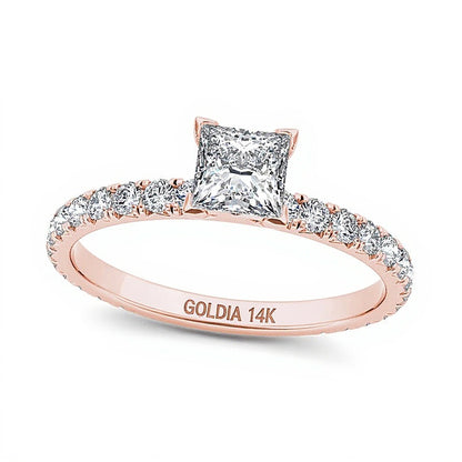 1.0 CT. TW Princess-Cut Diamond Engagement Ring in 14K Rose Gold