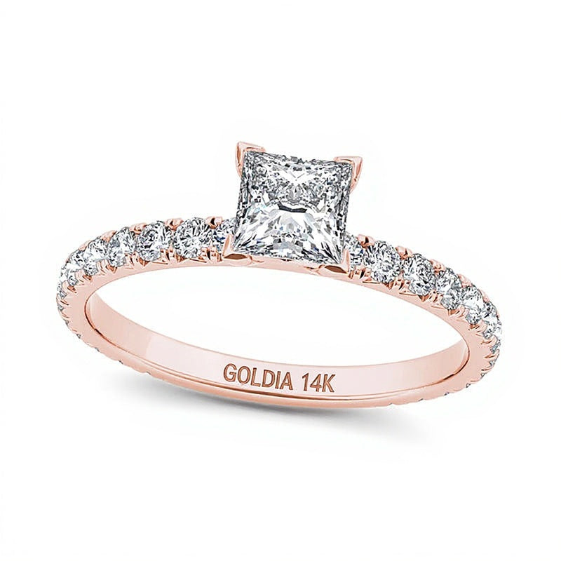 1.0 CT. TW Princess-Cut Diamond Engagement Ring in 14K Rose Gold
