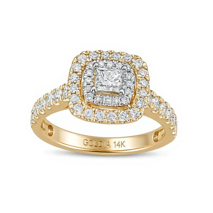1.0 CT. TW Princess-Cut Diamond Double Frame Engagement Ring in 14K Gold (I/I2)