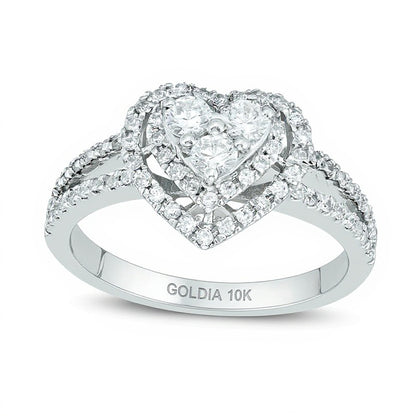 0.5 CT. TW Diamond Heart Frame Ring in 10K White Gold