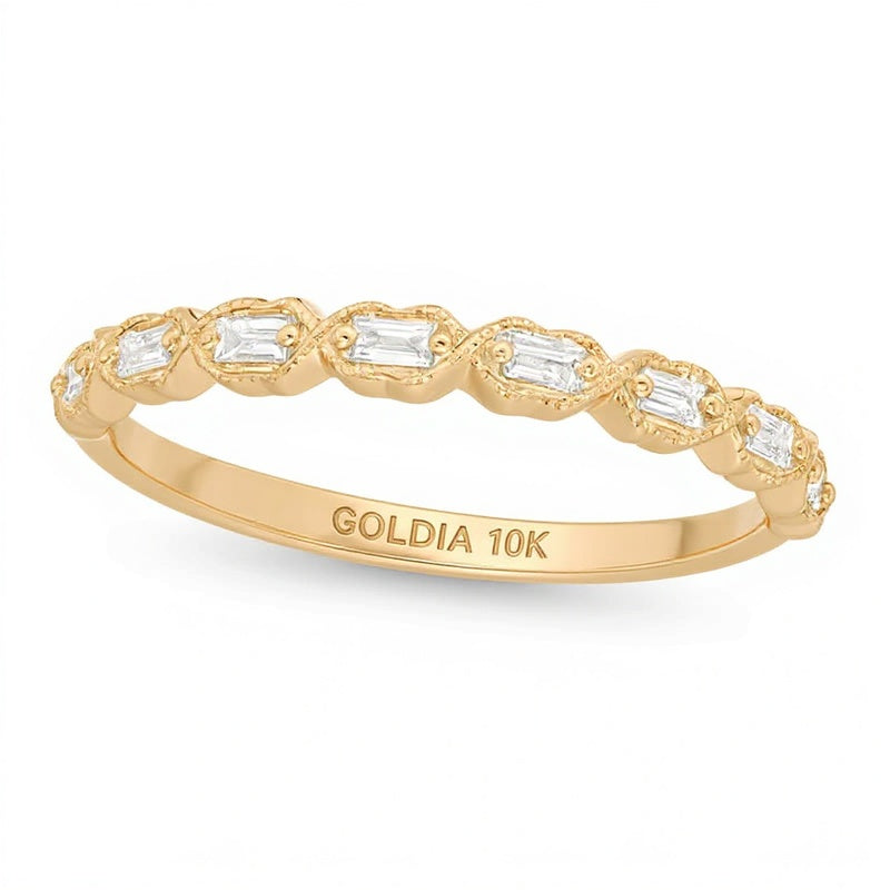 0.13 CT. TW Baguette Diamond Art Deco Vintage-Style Stackable Band in 10K Gold