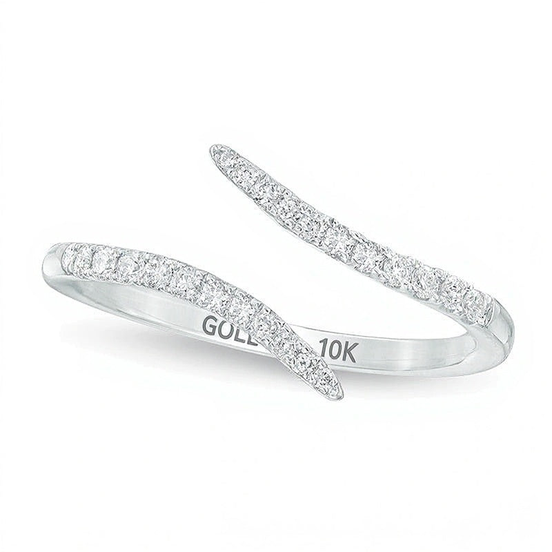 0.2 CT. TW Diamond Bypass Wrap Ring in 10K White Gold
