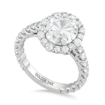 Enchanted Star Cinderella 4.75 CT. TW Oval Lab-Grown Diamond Frame Engagement Ring in 14K White Gold