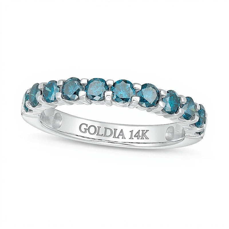 1.0 CT. TW Enhanced Blue Diamond Anniversary Band in 14K White Gold