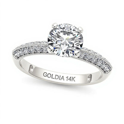 0.75 CT. TW Diamond Vintage-Style Engagement Ring in 14K White Gold