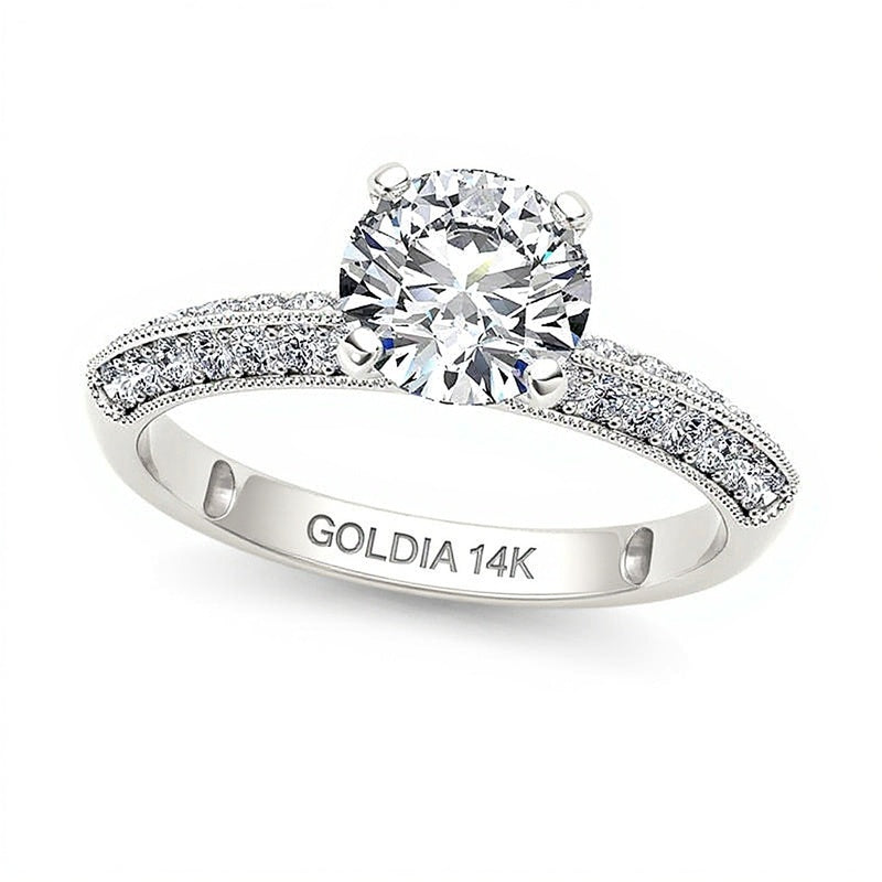 0.75 CT. TW Diamond Vintage-Style Engagement Ring in 14K White Gold